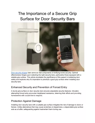 The Importance of a Secure Door Security Bars