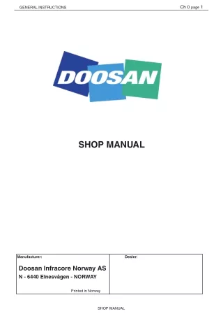 Doosan DA40 Articulated Dump Truck Service Repair Manual