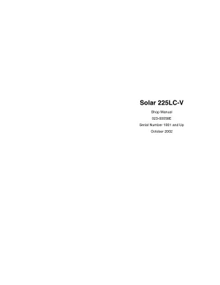 DOOSAN DAEWOO SOLAR 225LC-V EXCAVATOR Service Repair Manual SN：1001 and Up