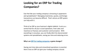 looking for an erp for trading companies ever