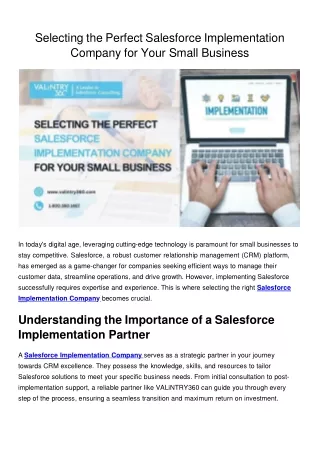 Selecting the Perfect Salesforce Implementation Company for Your Small Business