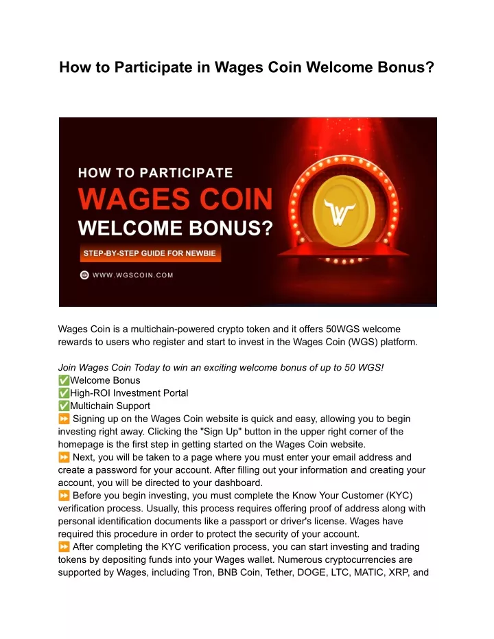 how to participate in wages coin welcome bonus