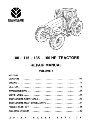New Holland 135 Tractor Service Repair Manual