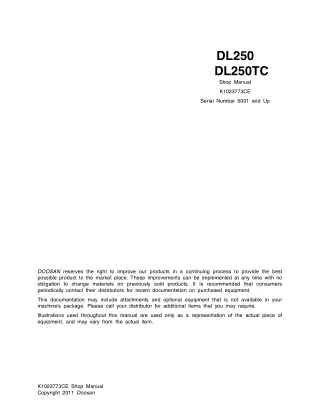 Doosan DL250TC Wheel Loader Service Repair Manual