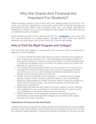 Why Are Grants And Financial Aid Important For Students