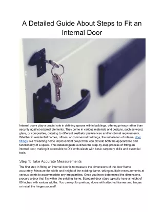 Guide About Steps to Fit an Internal Door