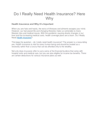 do i really need health insurance here why