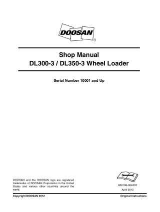 Doosan DL300-3 Wheel Loader Service Repair Manual