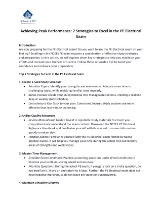 Achieving Peak Performance 7 Strategies to Excel in the PE Electrical Exam