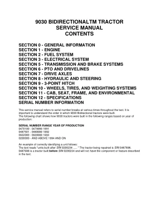 New Holland 9030 Bidirectional Tractor Service Repair Manual