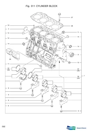 DOOSAN E62 COMPACT EXCAVATOR Parts Catalogue Manual
