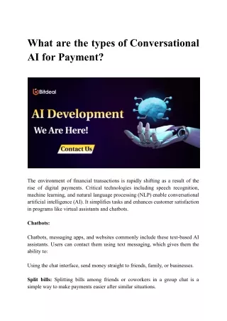 What are the types of Conversational AI for Payment