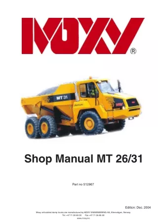 Doosan MT26 MT31 Articulated Dump Truck Service Repair Manual