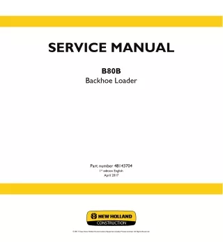 New Holland B80B Backhoe Loader Service Repair Manual