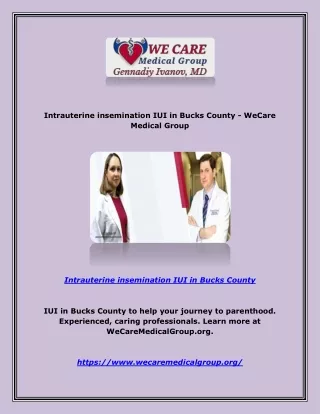 Intrauterine insemination IUI in Bucks County