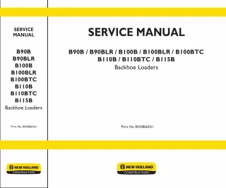 New Holland B100BTC Backhoe Loader Service Repair Manual