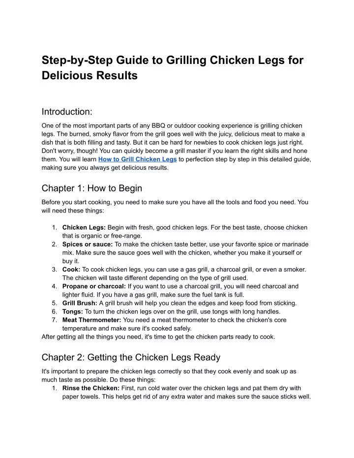 step by step guide to grilling chicken legs