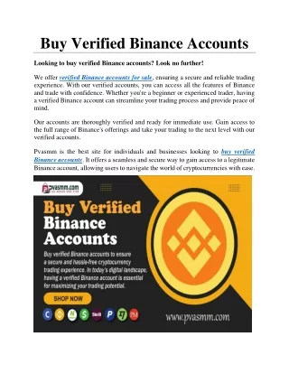 Buy Verified Binance Accounts