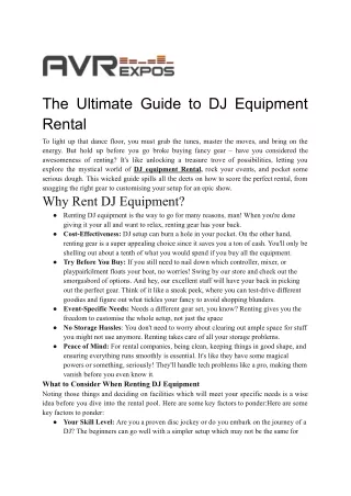 DJ Equipment Rental