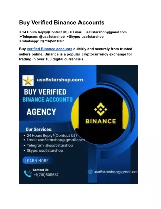 Buy Verified Binance Accounts