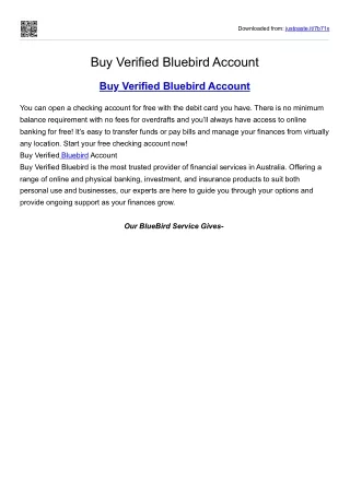 Buy Verified Bluebird Account