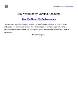 Buy WebMoney Verified Account