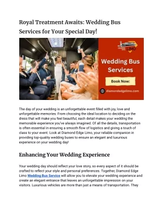 Royal Treatment Awaits: Wedding Bus Services for Your Special Day