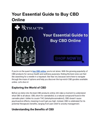 Your Essential Guide to Buy CBD Online