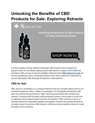 Unlocking the Benefits of CBD Products for Sale- Exploring Rxtracts