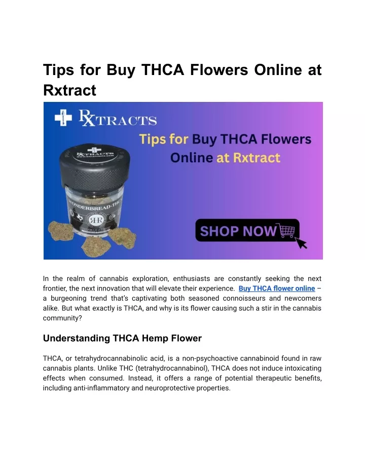 tips for buy thca flowers online at rxtract