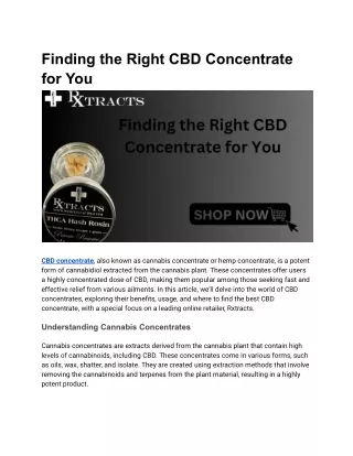 Finding the Right CBD Concentrate for You