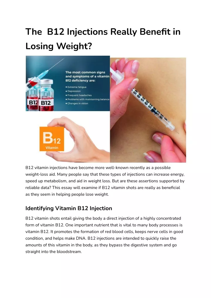 the b12 injections really benefit in losing weight