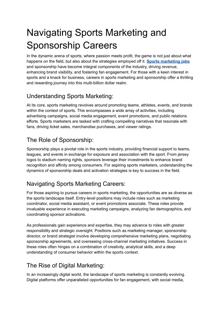 navigating sports marketing and sponsorship