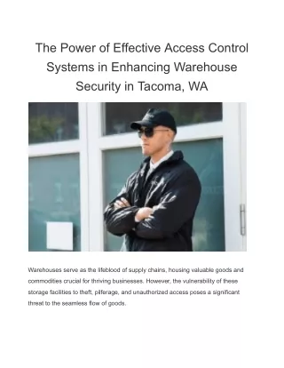 The Power of Effective Access Control Systems in Enhancing Warehouse Security in Tacoma, WA