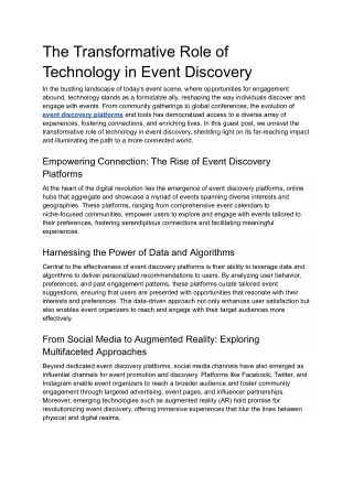 the transformative role of technology in event