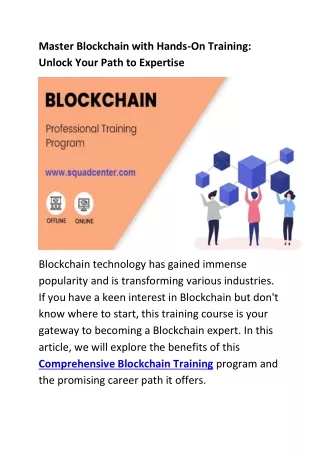 Master Blockchain with Hands-On Training Unlock Your Path to Expertise