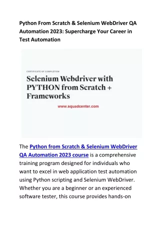 Python From Scratch & Selenium WebDriver QA Automation 2023 Supercharge Your Career in Test Automation