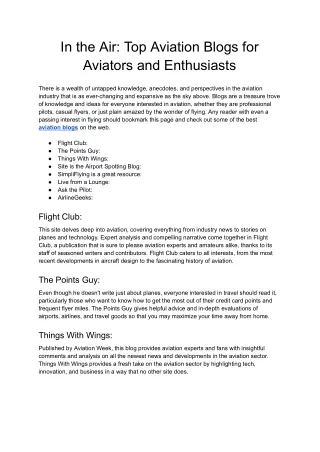 in the air top aviation blogs for aviators