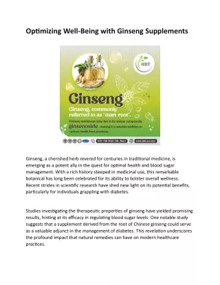 Optimizing Well-Being with Ginseng Supplements