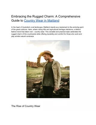 Embracing the Rugged Charm_ A Comprehensive Guide to Country Wear in Maitland