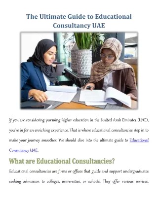 The Ultimate Guide to Educational Consultancy UAE