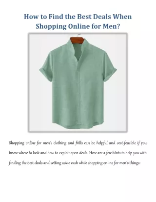 How to Find the Best Deals When Shopping Online for Men?