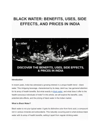 Benefits of Black Water