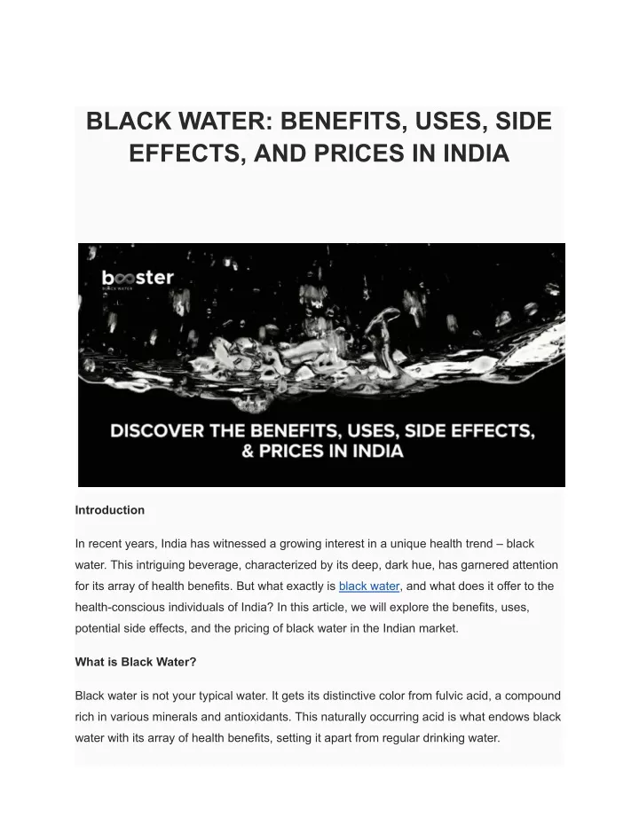 black water benefits uses side effects and prices