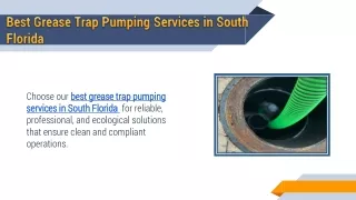 Best Grease Trap Pumping Services in South Florida