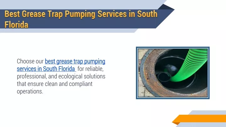 best grease trap pumping services in south florida