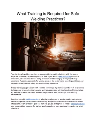 What Training is Required for Safe Welding Practices