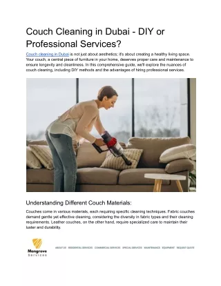 Couch Cleaning in Dubai - DIY or Professional Services