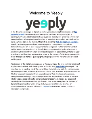 Welcome to Yeeply