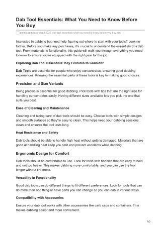 Dab Tool Essentials: What You Need to Know Before You Buy